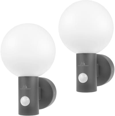 Maclean MCE515 GR - Buiten LED Wandlamp - Met PIR Bewegingssensor - 15W - 1600lm - 4000K - IP65 - Grijs - 2 Stuks