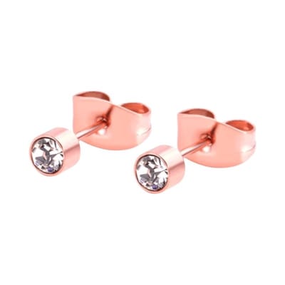 Aramat Jewels | Oorbellen | Rosékleurige kristal oorstekers – 3 mm | | | |3mm | Staal | Kinderen, Volwassenen | Verkleurd niet