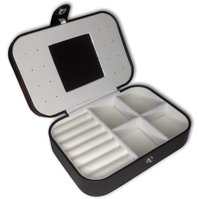 Ilènne - Sieraden etui / reisetui - Zwart met spiegeltje - sieradendoosje voor op reis