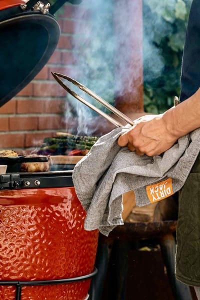 DIRTY JACK kookdoek | Charcoal grijs met Oranje Label | 100% dubbel geweven katoen
