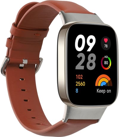 kwmobile lederen horlogebandje geschikt voor Xiaomi Redmi Mi Watch Lite 3 / Redmi Watch 3 polsband - Echt leren smartwatch bandje - Activity tracker horloge band in bruin