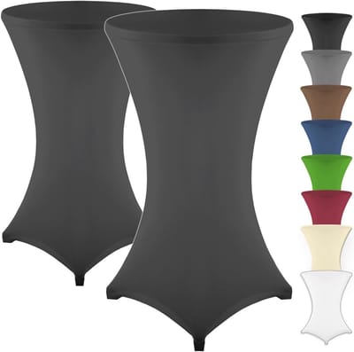 Statafelhoezen Set - Feesttafel Bekleding - Feestelijke Gelegenheden - Oeko-Tex Gecertificeerd - 60-85cm Diameter - Zwart
