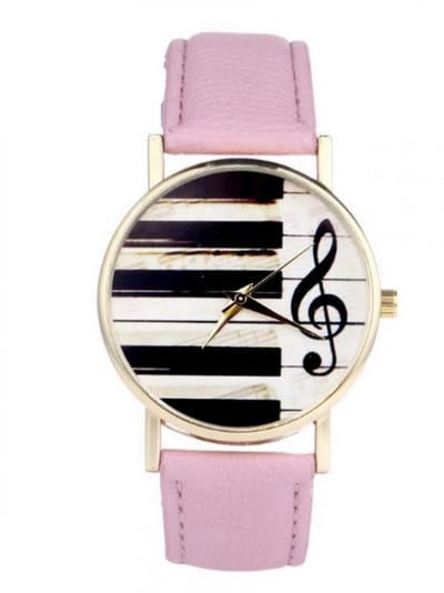Hidzo Horloge Piano - Ø 37 mm - Roze - Kunststof