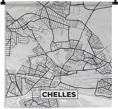 Wandkleed - Wanddoek - Frankrijk - Plattegrond - Kaart - Chelles - Stadskaart - 180x180 cm - Wandtapijt