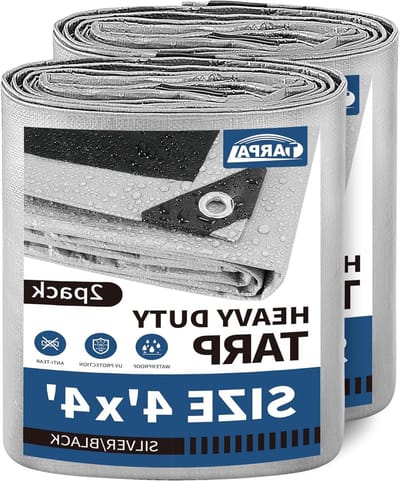 Dekzeilen Zilver - Beschermhoezen Waterdicht - Spullen Beschermen - Versterkte Randen - 4x4 Voet - Zilver/Zwart