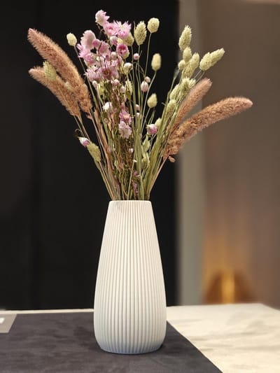 Vaas Luna - bloemenvaas- wit (22 cm) voor droogbloemen - Vaas voor zijden bloemen - Woonaccessoires droogbloem - Handgemaakt van duurzaam PLA-materiaal - lichtgewicht en stijlvol - Perfecte interieurdecoratie voor woonkamer - decoratie huis