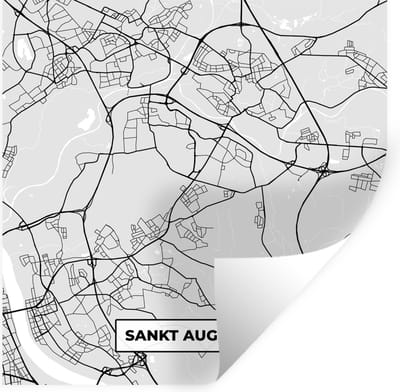 Muurstickers - Sticker Folie - Duitsland - Stadskaart - Plattegrond - Sankt Augustin - Kaart - 100x100 cm - Plakfolie - Muurstickers Kinderkamer - Zelfklevend Behang XXL - Zelfklevend behangpapier - Stickerfolie