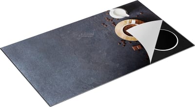 Chefcare Inductie Beschermer Kopje Koffie met een Croissant - 90x50 cm - Afdekplaat Inductie - Kookplaat Beschermer - Inductie Mat