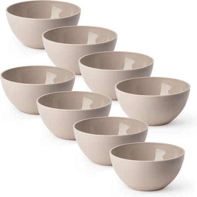Plasticforte Schaaltjes - 8x - kunststof - kommetjes - dessert/ontbijt - D14 x H6 cm - taupe