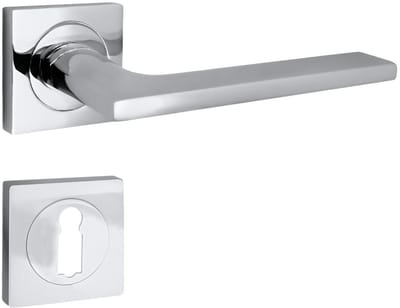 Domino® Deurkrukgarnituur LINEA-QR - Chroom - BB- gladde sleutel met Rozette - Deurbeslag van aluminium - Deurklink voor kamerdeur, kantoordeur, kelderdeur en binnendeur