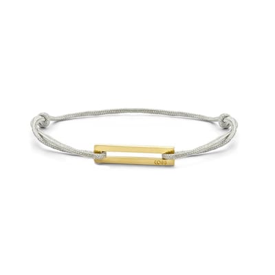 CO88 Collection 8CB-90753 Stalen Armband - Grijs Koord - Verstelbaar - Staal Element - Goudkleurig