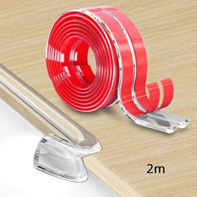 2M Tafelrandbescherming Meubelhoekbeschermerstrip Zelfklevend Transparant Kinderen Botsingsbestendig Zachte bumper Babyveiligheid 2M red