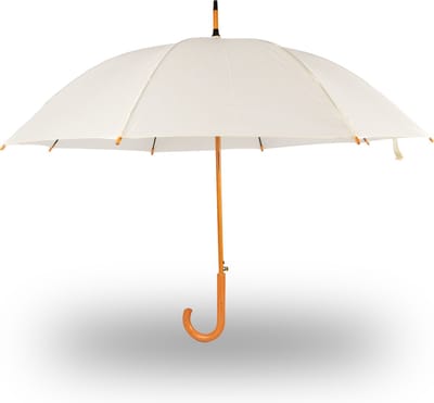 Paraplu wit | Windproof en Handmatig| Diameter 98 cm met Houten Handvat en Stok