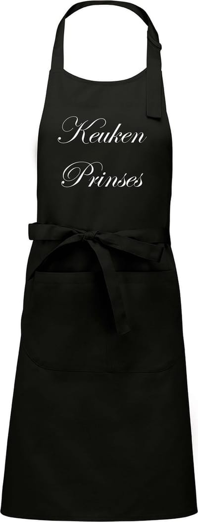 Mijncadeautje - Keukenschort - Keukenprinses - zwart - katoen - polyester - (70 x 98 cm)