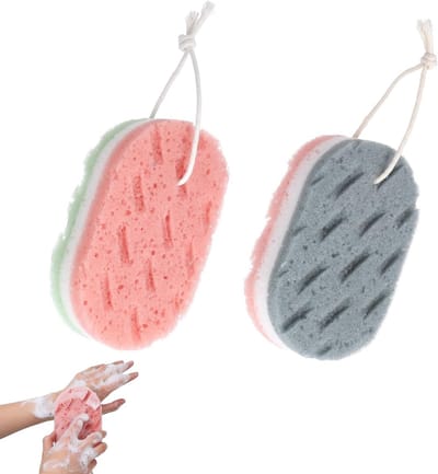 Zachte grote badsponzen, 3-laags scrub spons voor douche, ideaal voor mannen en vrouwen, badkameraccessoires, verzorging en hygiëne
