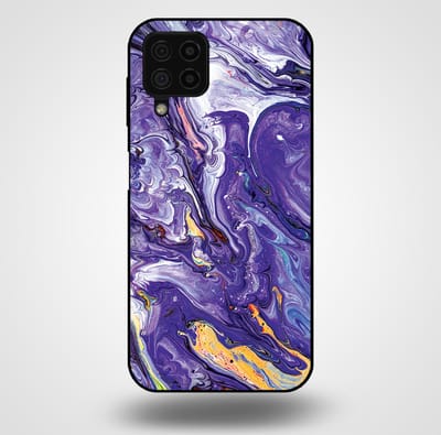 Smartphonica Telefoonhoesje voor Samsung Galaxy A22 4G met marmer opdruk - TPU backcover case marble design - Goud Paars geschikt voor Samsung Galaxy A22 4G