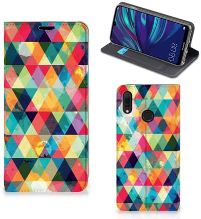 Huawei Y7 hoesje Y7 Pro (2019) Hoesje met Magneet Geruit