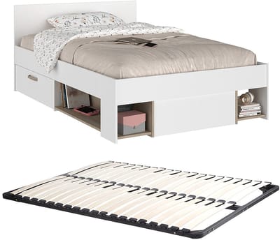 Vente-unique Bedframe hout natuurlijk licht 120 x 190 cm,