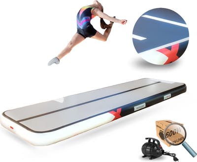 YouAre AirTrack Pro 4.0 | 3 meter — 15cm dik | Turnmat | Gymnastiek | Gymmat | Speelmat | Yogamat | Opblaasbaar | Waterproof | incl. 600W sterke YouAre miniblower — 3m Gym fitness mat met elektrische lucht-pomp