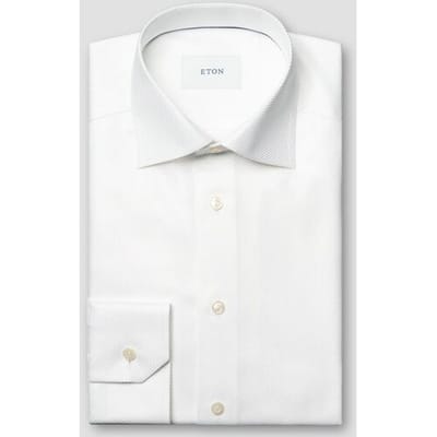 Eton Overhemd King Twill Luxury Texture Natural 3D Effect Wit / male