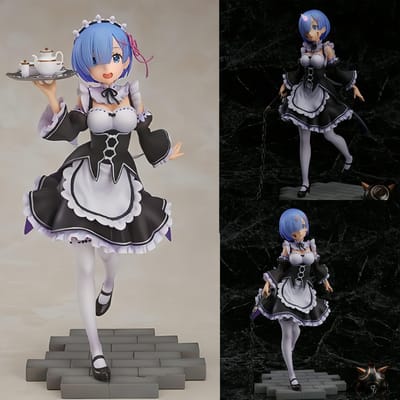 Maxcute Figurine Anime Japonaise Rem 1/7 Ver. Figurine d'Action en PVC Tête Interchangeable Collection Cadeau Modèle Jouets 22CM gray