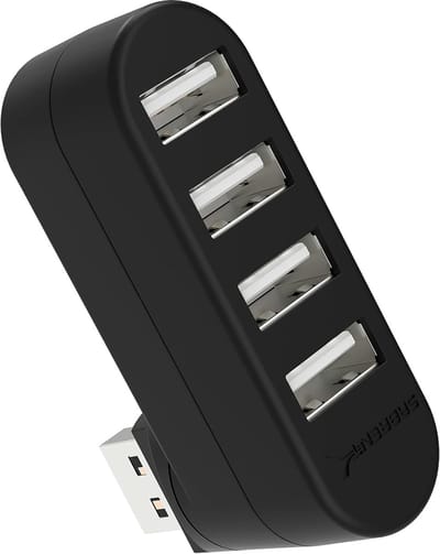 SnelShoppen - 4-poorts USB 2.0 Draaibare Hub - 90°/180° Draaibaar - Ideaal voor Laptop en PC - Multi-USB Aansluitingen - Verhoog je Connectiviteit - C