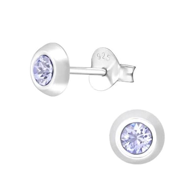 Aramat Jewels | Oorbellen | Zilveren Kristal Oorbellen - Subtiel en Elegant | 5mm / Lila | |5mm | Zilver | Kinderen, Volwassenen | Verkleurd niet