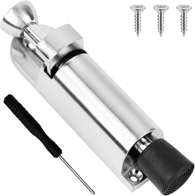 Veerbelaste deurstopper met rubberen pad, handsfree instapdeurhouder voor kantoor en thuis, solide zinklegering, muurprotectie