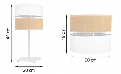 Light-Home JUTA GIA 2450 - Tafellamp - Metaal - Stoffen Lampenkap - Wit