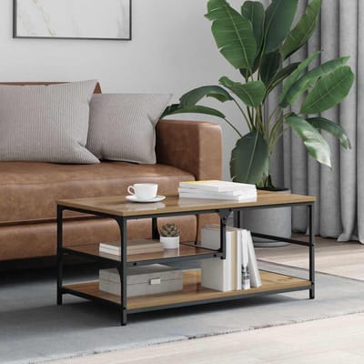 vidaXL - Salontafel - Artisan - Eiken - 90 - x - 49 - x - 40 - cm - Bewerkt - hout