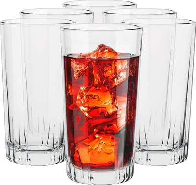 Longdrinkglazen Tumbler Waterglazen Glas Sapglazen Drinkglazen Long Drink Highball Cocktailglas - vaatwasmachinebestendig - Set van 6 - 340 ML - Verzameling Gina - feestelijke drankjes