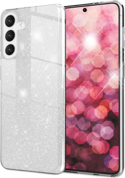 Casemania Hoesje Geschikt voor Samsung Galaxy A16 - Zilver - Glitter Back Cover