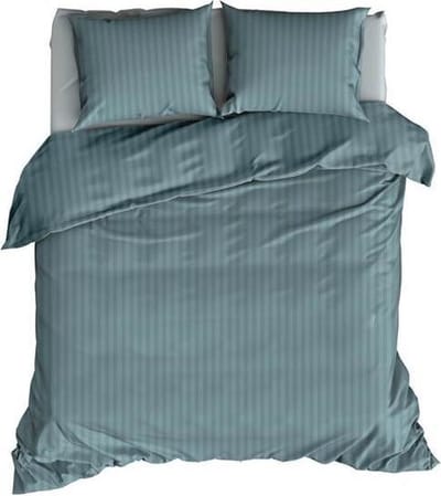 Satin d'Or Satijnstreep - Dekbedovertrek - Tweepersoons - 200x200/220 cm - Smoke Blue