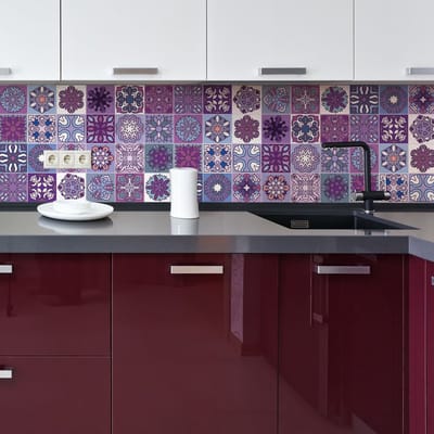 Zelfklevende tegelmuurstickers voor keuken en badkamer - 24 Azulejos Trikala tegelstickers - 24 stickers 10x10cm