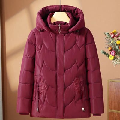 Manteaux d'hiver à capuche pour femmes d'âge moyen, parkas décontractées de grande taille, vêtements d'extérieur épais et chauds pour femmes 5XL rouge