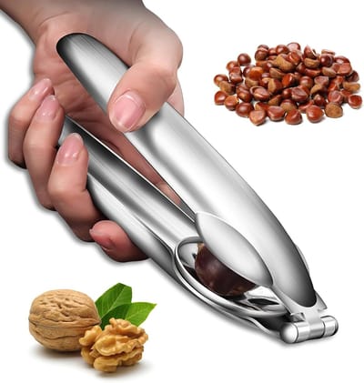 SnelShoppen - RVS Kastanjekrabber, Notenkraker voor Walnoten, Hazelnoten en Kastanjes, Sterke Corrosiebestendigheid, Perfect voor Keuken en Feestjes