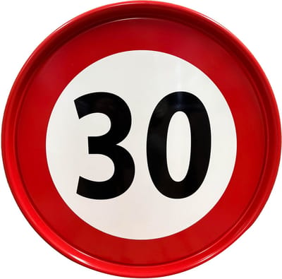 Barrelkings - Verkeersbord 30 km/u - Metaal - Rood/Wit Rond - Ø57 cm - Decoratie & Verjaardagscadeau 30 Jaar - Buitengebruik
