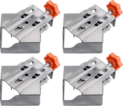 Set van 4 Hoekspanners voor Houtbewerking - 90 Graden Hoekspanners met Swing Pine en Enkelhandvat, RVS Hoekklem voor Meubelmakerij en Fotolijsten