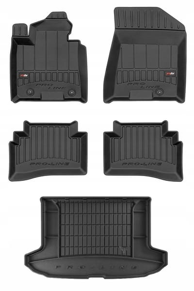 Frogum ProLine Luxe Voordeelset - Premium Automatenset + Kofferbakmat - Geschikt voor Hyundai Tucson III (2015-2020) - Hoge laadvloer - Zonder gordelspanner - Zwart