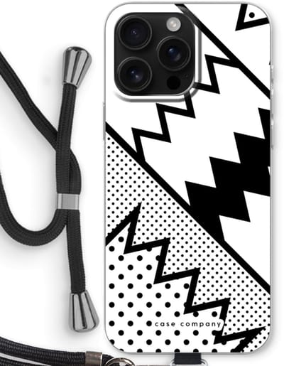 Case Company® - Hoesje met koord geschikt voor iPhone 16 Pro Max hoesje met Koord - Pop Art #5 - Telefoonhoesje met Zwart Koord - Bescherming aan alle Kanten en Over de Schermrand