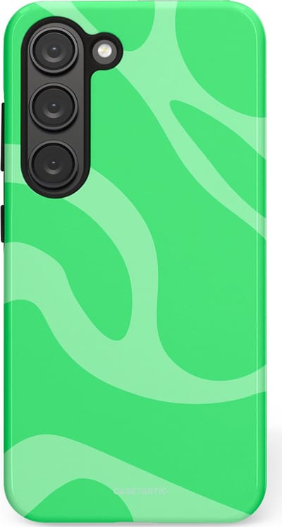 Casetastic hoesje geschikt voor Samsung Galaxy S23 - Dubbellaagse bescherming - Limoen Groene Vloeiende Golven - Fashion Case - Groen