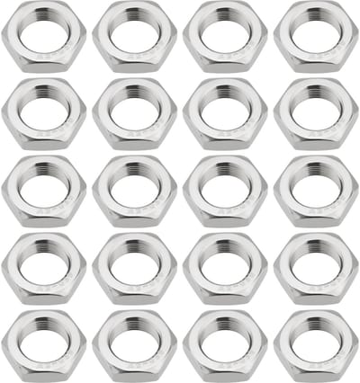 Dailygoods- Moeren 20 Stuks - M16 x 1.0 Zeshoekige Moeren - Roestvrij Staal - Corrosieweerstand - Fijne Schroefdraad - Totale Hoogte 7.8mm - Moer