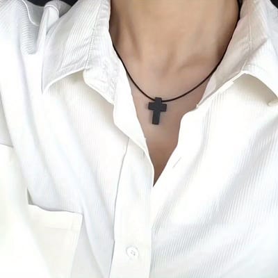 VANDAAG VERZONDEN - Ketting - Hout Zwart - Klein 2cm - Kruis smal - Christelijk