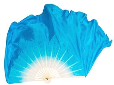 Store_9 - Buikdanswaaier - Handgemaakt - Wit en Blauw - Danswaaiers van Zijde - Perfect voor dansers - Licht en soepel