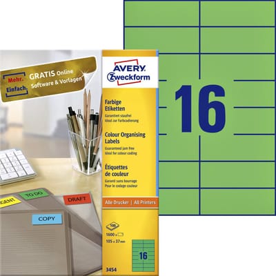 Huismerk Avery 3454 Gekleurde Etiket 105x37mm Groen