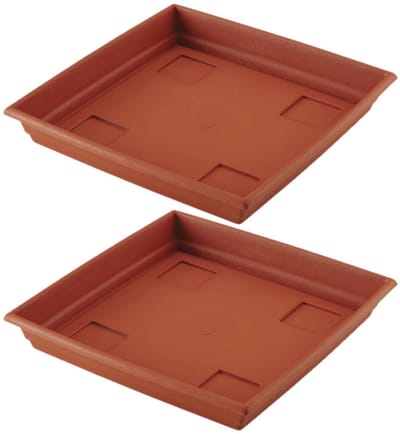 Bloempot Onderschaal - Set van 3x stuks - Terra Cotta - Kunststof - 35 cm