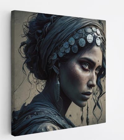 Saammp Canvas Schilderij - Vintage - Vrouw - abstract - 20x20 - Foto op canvas - Wanddecoratie - Muurdecoratie Woonkamer - Slaapkamer decoratie - Canvas Print