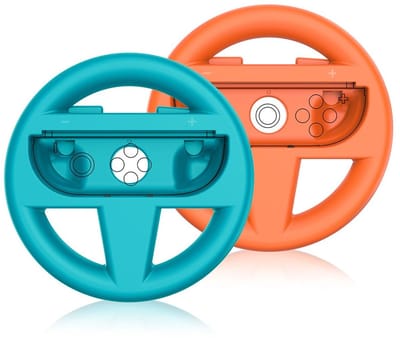 Stuurtjes Geschikt voor Nintendo Switch 2 Joy-Con - Stuurset voor Mario Kart en Racegames - Stuurwiel Set - Ergonomisch en Comfortabel Gamen - Racestuur Blauw en Oranje