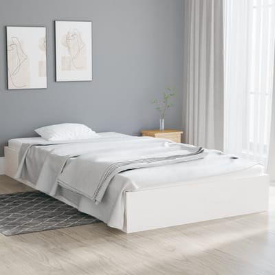 vidaXL - Bedframe - massief - hout - wit - 100x200 - cm