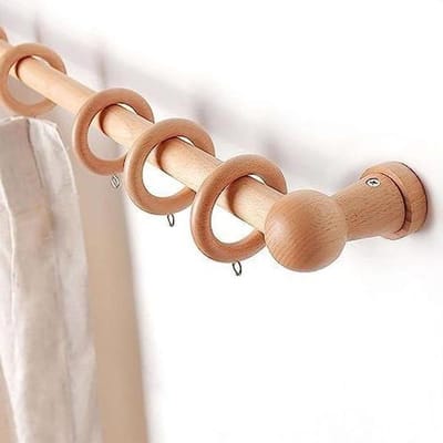 Houten Gordijnroede - Massief Houten Stang - Raambekleding Ophangen - Gladde Afwerking - 140 cm Lengte - Natuurlijk Hout